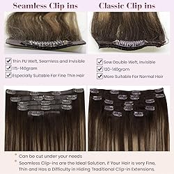 LaaVoo Clip in Hair Extensions Real Human Hair