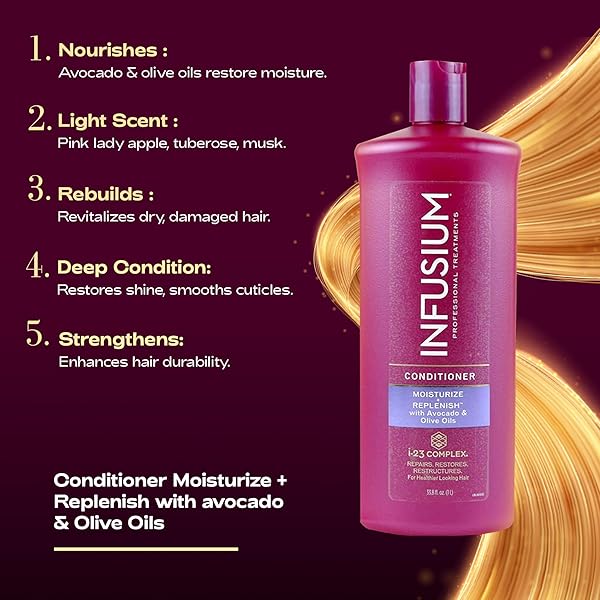 INFUSIUM MOISTURIZE AND REPLENISH CONDITIONER – HAIR CONDITIONER FOR DRY HAIR – WITH AVOCADO AND OLIVE OILS – CONDITIONER FOR WOMEN – 1 L