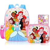 Disney Princess Backpack with Lunchbox Set for Girls School Bundle, More | 16in Large Durable Princess Bookbag w/ Insulated Lunch Box Plus Bottle, Stickers, More - Disney Princess School Supplies