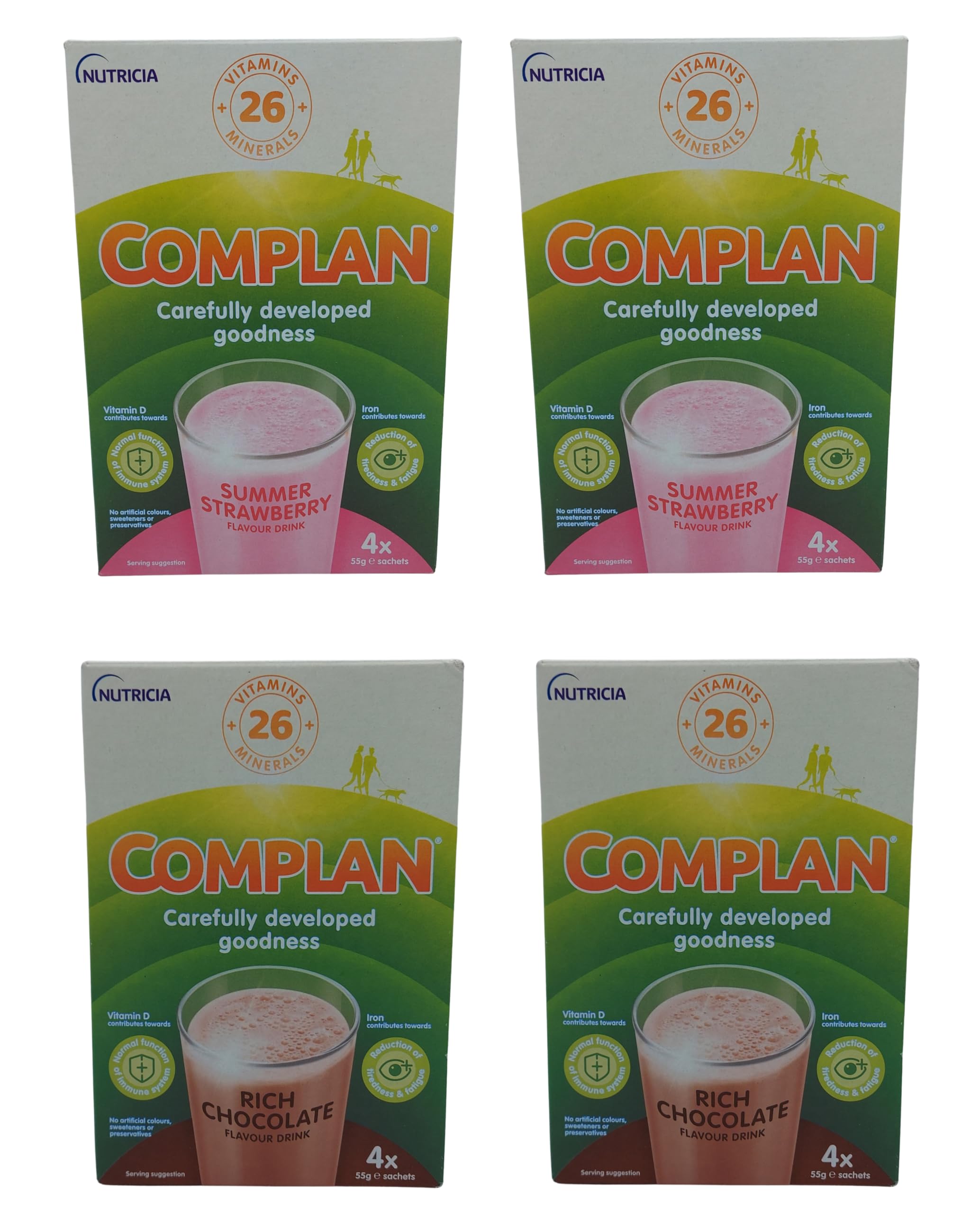 Dash House Nutritional Drinks Bundle Consisting of 2 Multi-Packs of Complan Strawberry and Chocolate Flavoured Mix at Home Powders - 16 x 55g Sachets.