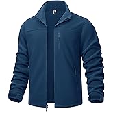 TACVASEN Men's Polar Fleece Jacket Full Zip Lightweight Tactical Jacket with Pockets Winter Coats Warm Casual Hiking Outdoor