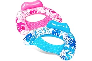 Sloosh Inflatable Pool Floats Adult, 2 Pack Pool Chairs with Cup Holders,Blow up Floating Pool Floats Chair,Pool Floaties for
