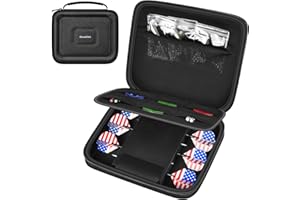 casmilee Dart Cases Hold 6 Soft Tip and Steel Darts Set, Dart Holder Bag Storage Organizer with 6 Built-in Pockets Hold Flights, Tips and Shafts Accessories (Box Only)