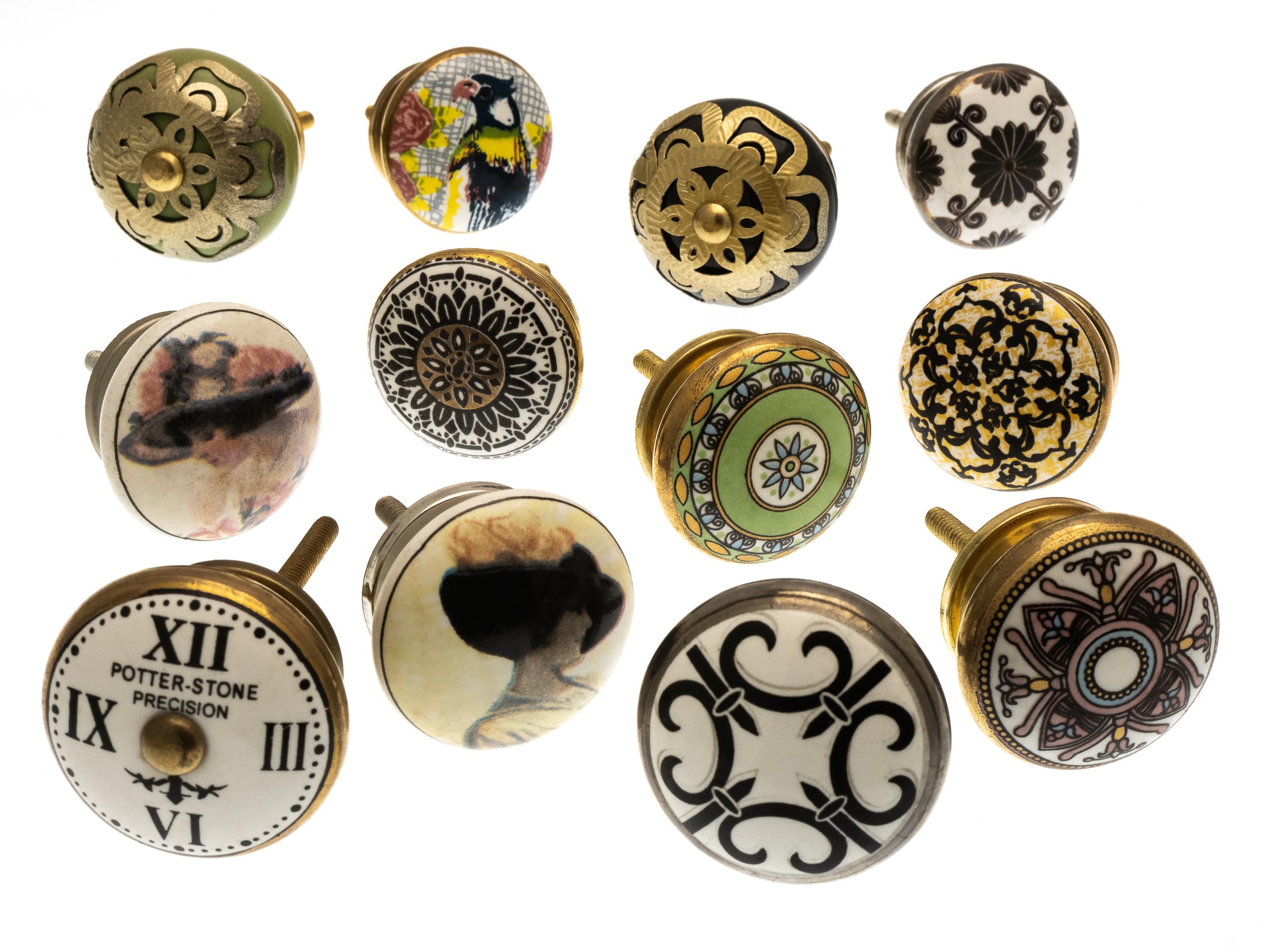 Mango Tree Cupboard Knobs - Decorative Shabby Chic with Boho Style Prints Ceramic Door and Drawer Handles – Vintage Home Décor Set of 12