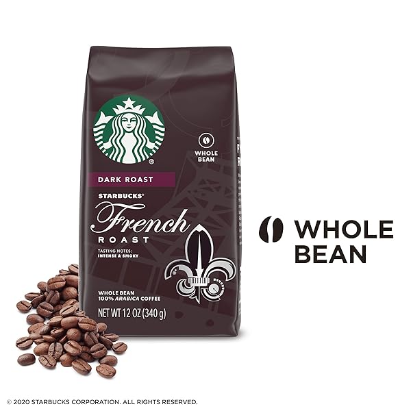 STARBUCKS DARK ROAST WHOLE BEAN COFFEE — FRENCH ROAST — 100% ARABICA — 1 BAG (12 OZ.)