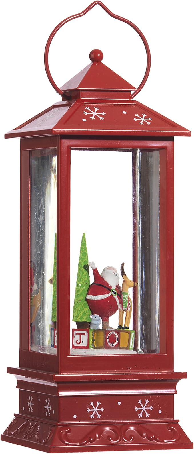 Lighted Snow Globe Lantern 11 Inch, Red Holiday Water