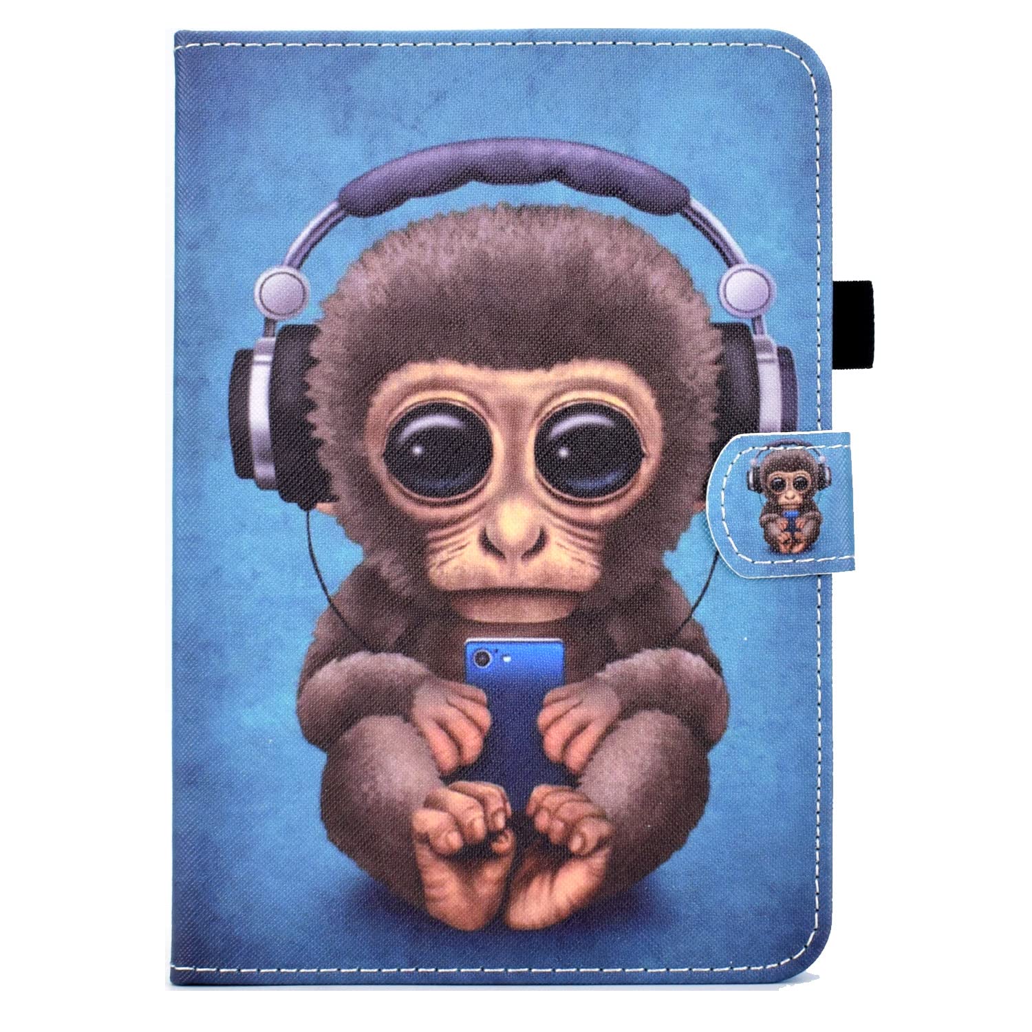 Bspring Case for iPad Mini 6th Generation, iPad Mini 6 Case(8.3-inch, 2021), PU Leather Folio Flip Wallet Cover Magentic Closure Tablet Case with Auto Wake/Sleep,Monkey