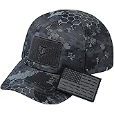 VisionTac Tactical Hat with Flag Patch Camo Military Army Hats Adjustable Trucker Baseball Cap Soft Top for Shooting
