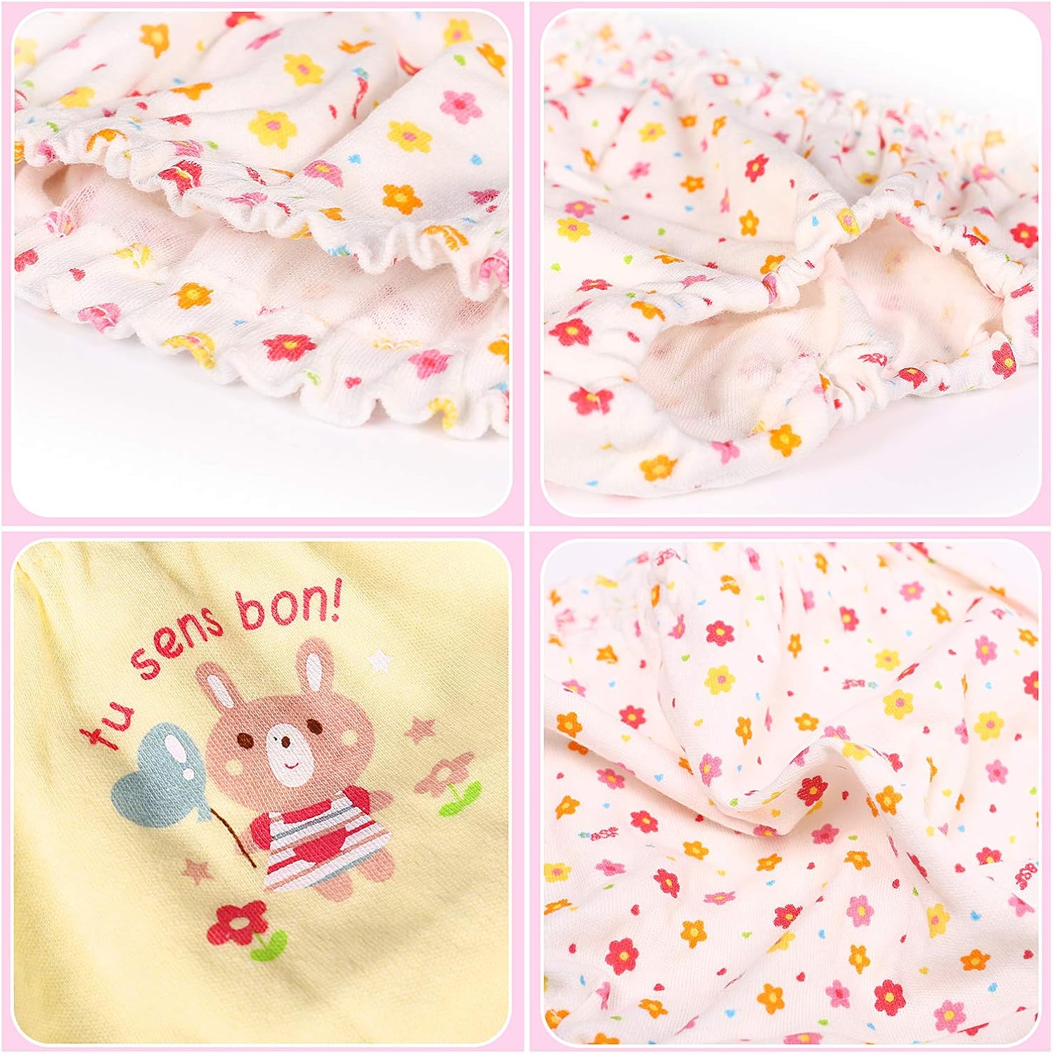 Mutande Corte Kidear Per Bambine - Confezione Da 6, Cotone Morbido, Taglie 2-9 Anni - Design Comodo E Carino
