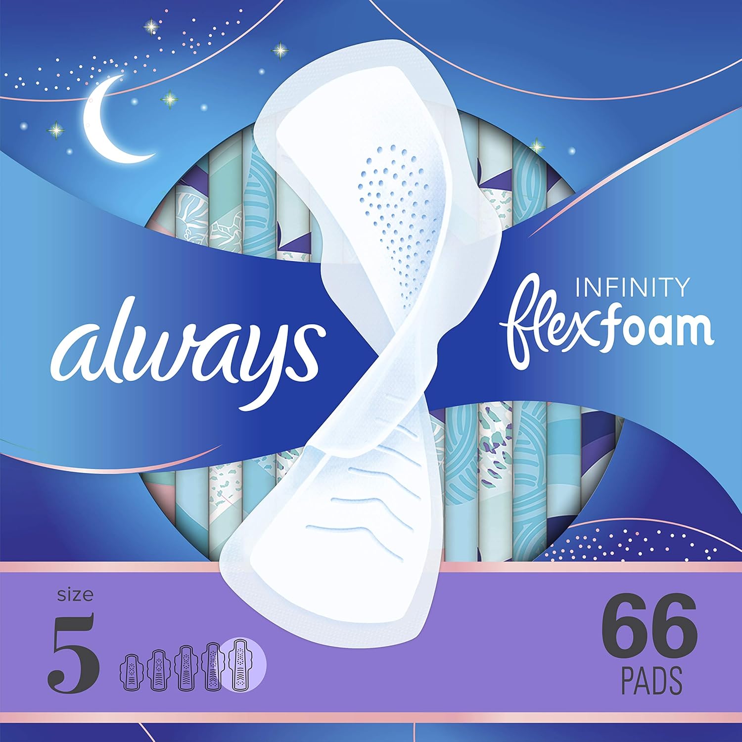Always Infinity Feminine Pads with Wings for Women, Size 5, Extra Heavy Overnight, Unscented, 22 Count (Pack of 3): Health & Personal Care