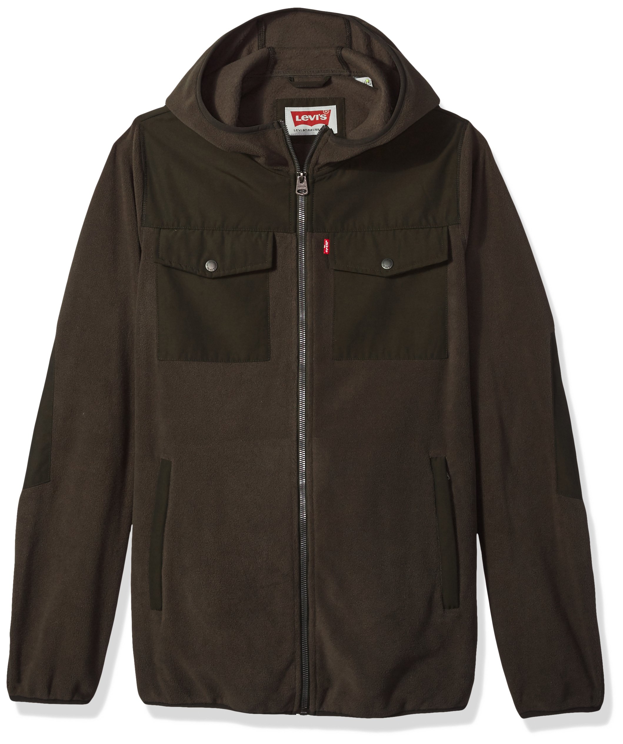 Levi's Men's Big and Tall Mixed Media Fleece Hoodie, Dark Olive/Olive, 4X by Levi's