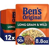 BEN'S ORIGINAL Ready Rice Long Grain and Wild Flavored Rice, Easy Dinner Side, 8.8 oz Pouch (Pack of 12)