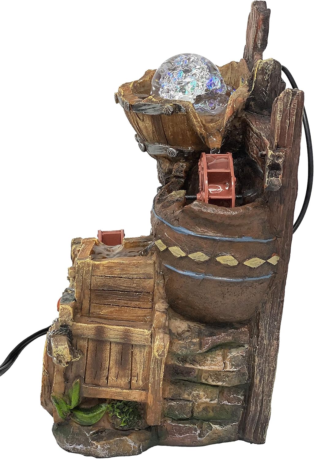 ImagiWonder Tabletop Fountain Water Mill in Broken Jar on Cart: Home & Kitchen