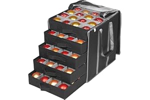 ProPik Christmas Ornament Storage Boxes with Dividers - 5 Separate Trays - Ornament Holder - Keeps 100 Holiday Ornaments - Durable Carrying Bag Handles Organizer Storage Box (Black)