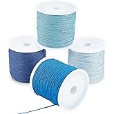 PH PandaHall Blue Nylon Thread 0.8mm Beading Cord Braided Nylon String Chinese Knotting Cord Macrame Thread for Friendship Bracelets Beach Surfer Crafting Christmas Tree Ornament, 196 Yard