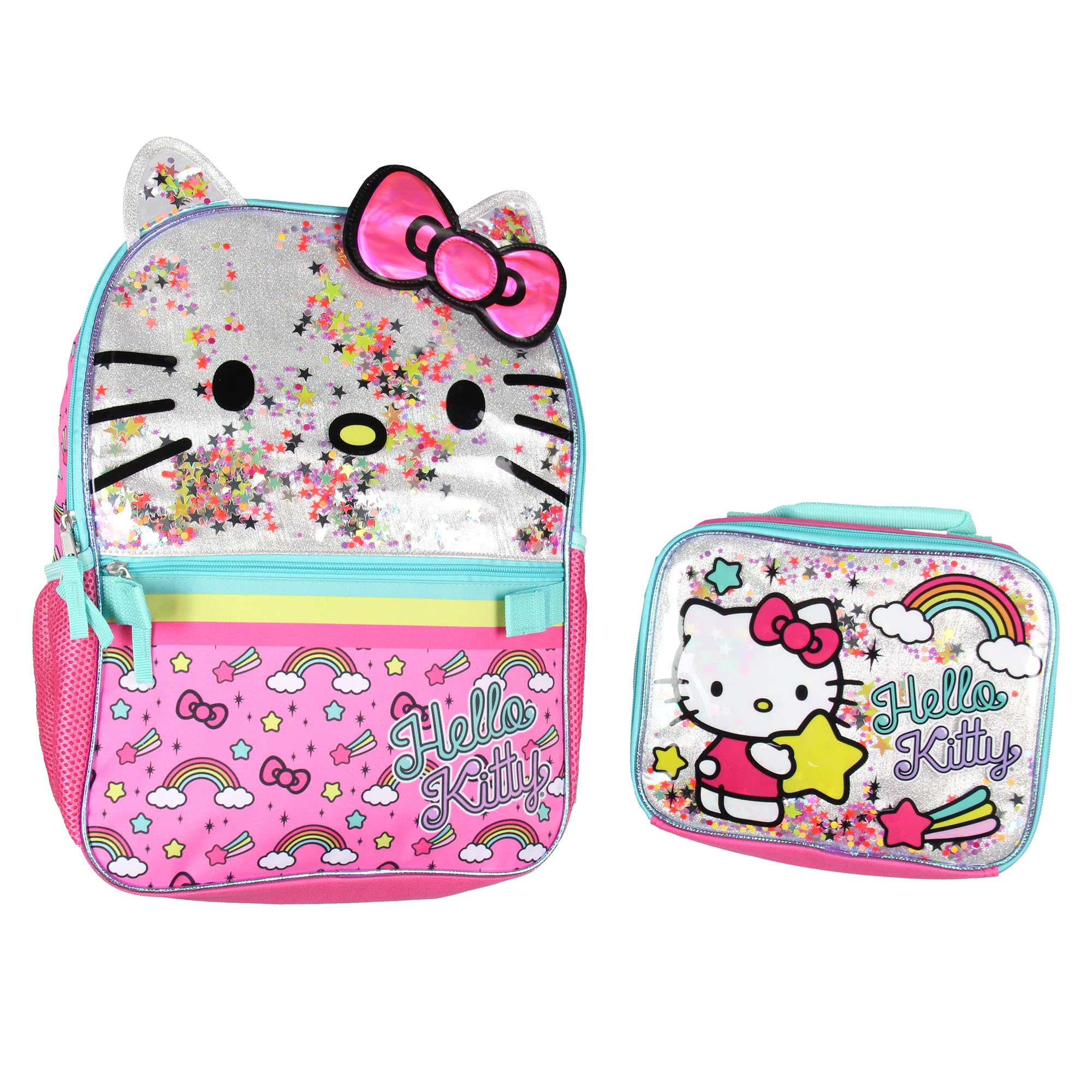 Photo 1 of AI ACCESSORY INNOVATIONS Sanrio Hello Kitty Glitter 2 Piece School Travel Backpack Set For Girls With Detachable Insulated Lunch Box