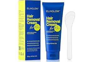ELIAGLOW Hair Removal Cream for Men and Women: Sensitive Depilatory Cream for Intimate/Pubic Areas, Body, Legs, and Underarms, Easy & Painless, Gentle Formula for All Skin Type,120ml