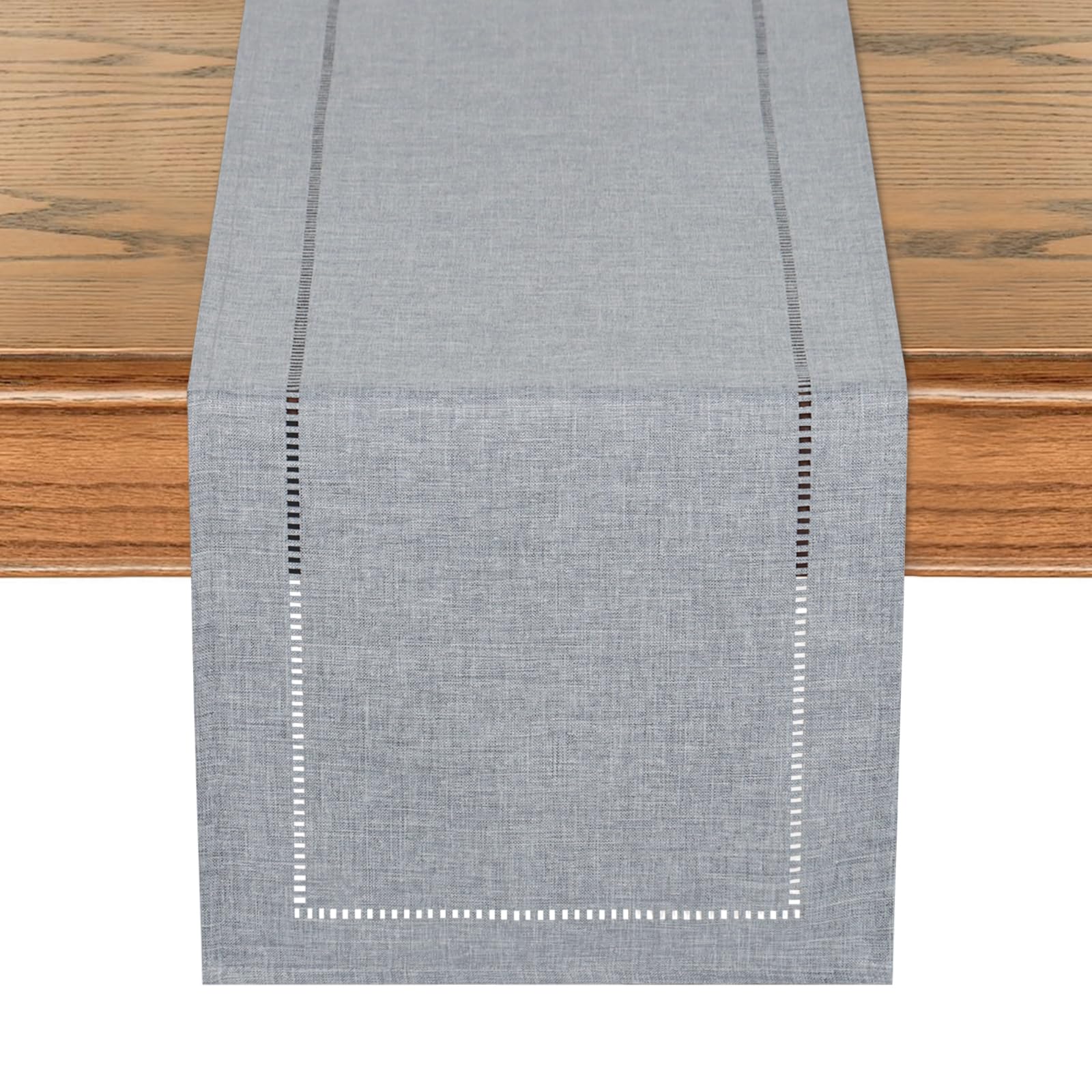 LOMOHOO Rustic Table Runner 108 Inches Long Linen Grey Table Runners,Farmhouse Table Runner,Modern Table Runners for Kitchen Dining Table Decoration