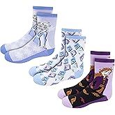 Disney Girls 3-Pack Crew Socks - Minnie, Tinkerbell, Frozen & Stitch for Ages 7-14