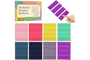 VANELIORIS Sensory Stickers for Kids & Adults – 8 Pack Silicone Calm Strips, Different Textures for Anxiety Relief, Autism & ADHD – Quiet Desk Fidget Toys for Classroom & Office – Stocking Stuffers for Kids