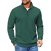 COOFANDY Mens Quarter Zip Pullover Sweatshirts Lightweight Long Sleeve Mock Neck Sweater Polo