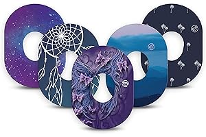 ExpressionMed CGM Adhesive Patches for Dexcom G7 and Stelo (5 Pack) - USA Made, Waterproof, Sweatproof, Long-Lasting Hold, FSA/HSA Eligible (Dreamy Escapes Variety Pack)