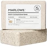 MARLOWE. No. 102 Body Scrub Soap 7 oz, Santal, Exfoliating Soap Bar with Shea Butter, Olive Oil & Green Tea Extracts, Cleanses, Smooths & Revitalizes Skin, Warm Amber, Spice & Citron Scent