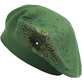 ZLYC Womens French Beret hat, Reversible Solid Color Mosaic Warm Beret Cap for Girls