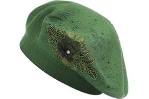 ZLYC Womens French Beret hat, Reversible Solid Color Mosaic Warm Beret Cap for Girls