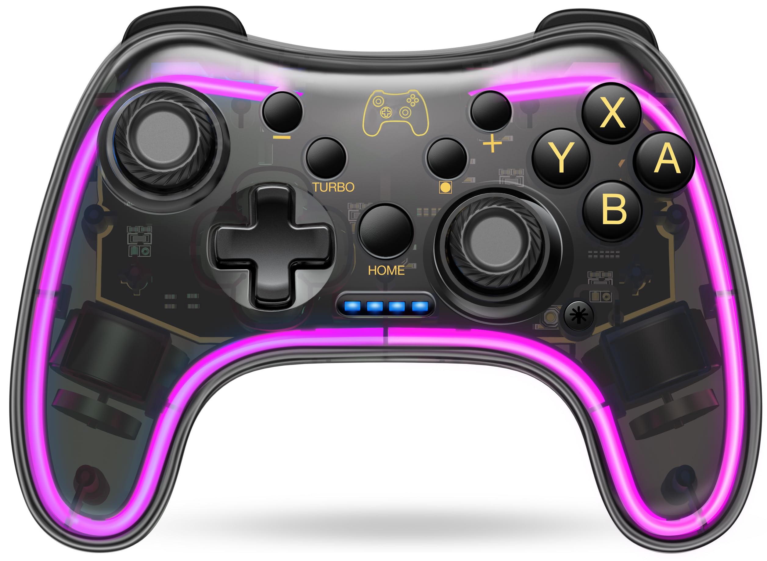 Photo 1 of ELISWEEN Switch Controller for Nintendo Switch/OLED/Lite, Replacement for Nintendo Switch Pro Controller Support PC & Android/iOS with Cool RGB LED, Wireless Switch Controller with Turbo,Vibration