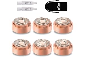 GURELAX Replacement Heads for Flawless Facial Hair Remover, Replacement Blades for Finishing Touch Flawless Hair Removal Gen 2, 6 Count 18k Gold Heads with Storage Bag