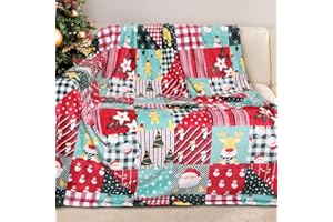 Gogreen Couverture de Noël confortable en flanelle de 300 g/m² ultra douce pour décoration de la maison (carreaux classiques 