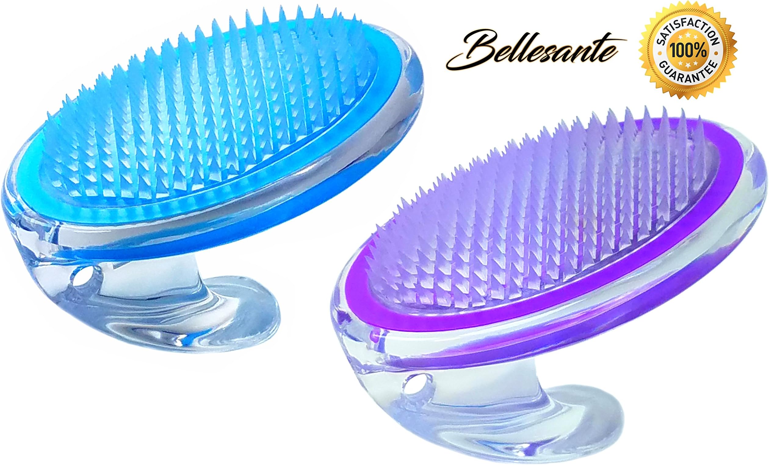 Bellesante Ingrown Hair and Razor Bump Treatment- 3 PCS-Travel Kit - Purple and Blue- Fine Bristle Brush to Prevent, Remove, Exfoliate, and Treat Pseudofolliculitis barbae - Men and Women