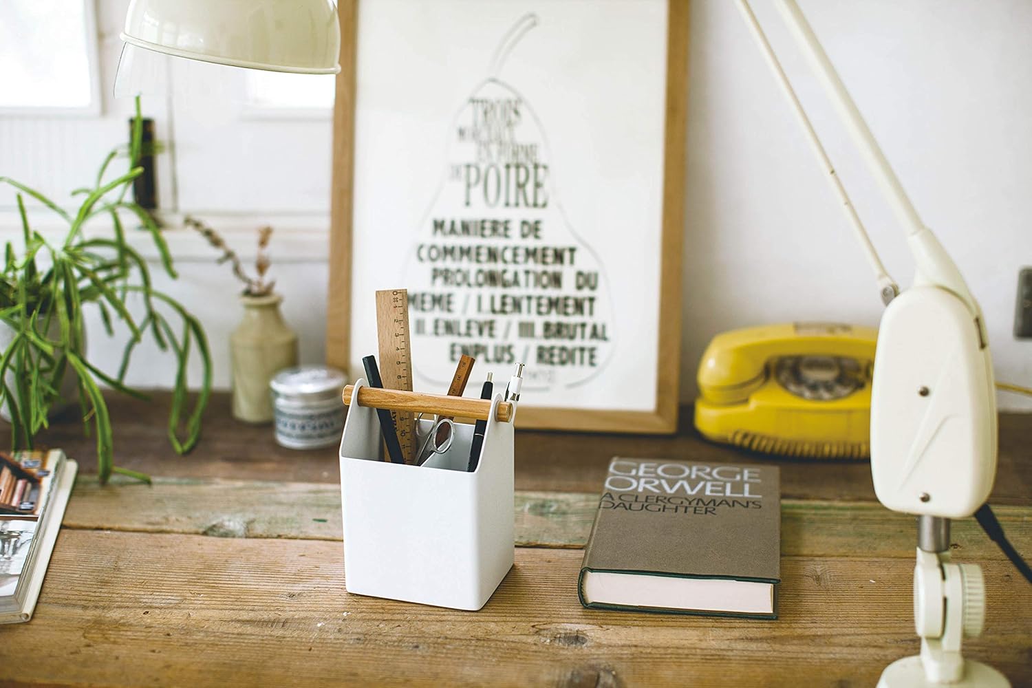 Yamazaki 4151 TOSCA Pen Stand, white, Steel/Wood, Minimalist, 12 x 8.5 x 14.5 cm - Image 4