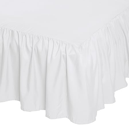 AmazonBasics Ruffled Bed Skirt - Queen, Bright White