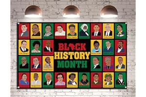 PUDODO Black History Month Photo Booth Backdrop February African American Classroom Photography Bulletin Board Wall Decoration (3.6×5.9ft)
