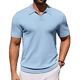 J.VER Polo Shirts for Men Short Sleeve V Neck Knit Polo Shirt Casual Vintage Stretch Golf T-Shirts