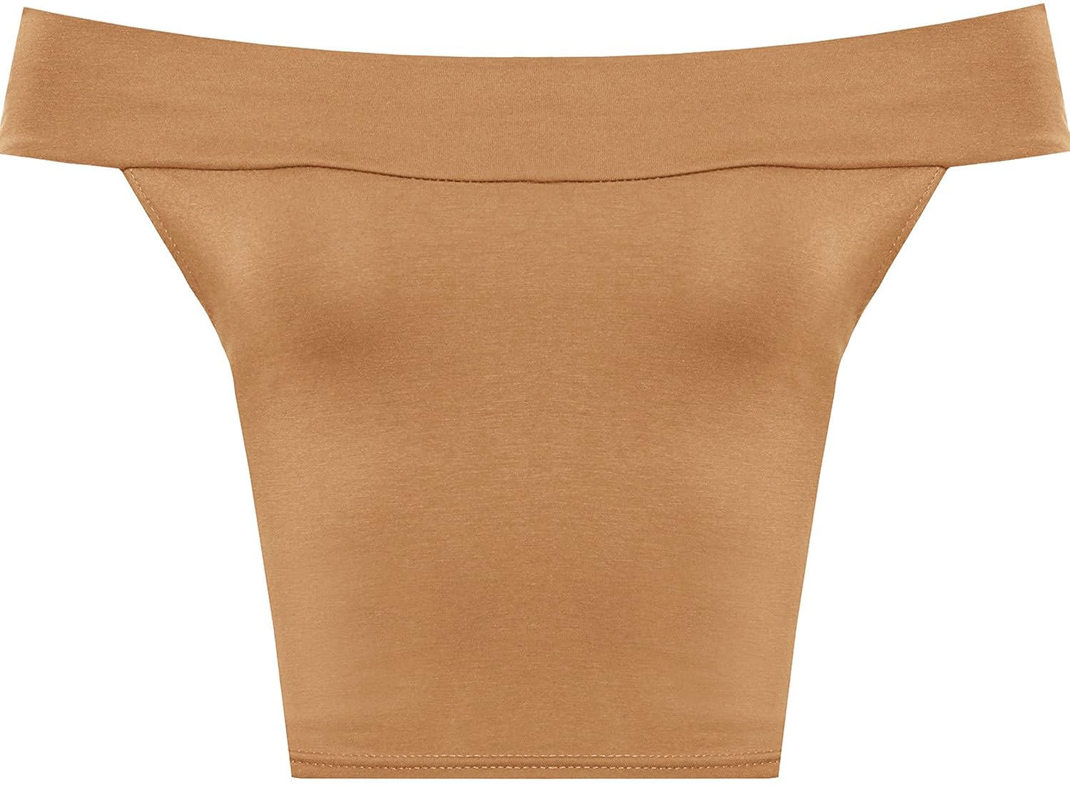 Re Tech UK Crop Top con Spalle Scoperte e Scollo Bardot Tessuto Liscio