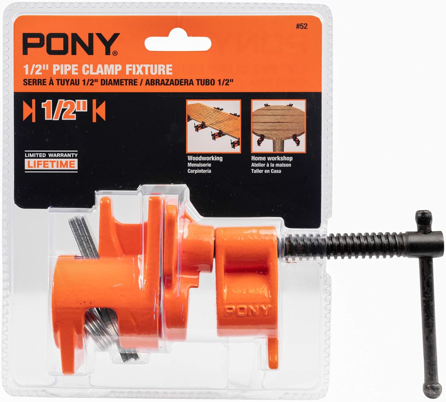 PONY 52 Pipe Clamp, Fixture for 1/2-Inch Black Pipe - - 