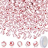 200 Pcs Baseball Beads for Jewelry Making, EVERMARKET Acrylic Sports Beads Bulk, 12mm Baseball Softball Beads with Stretch Rope, Sports Baseball Spacer Beads for DIY Crafts Keychains Bracelet (White)