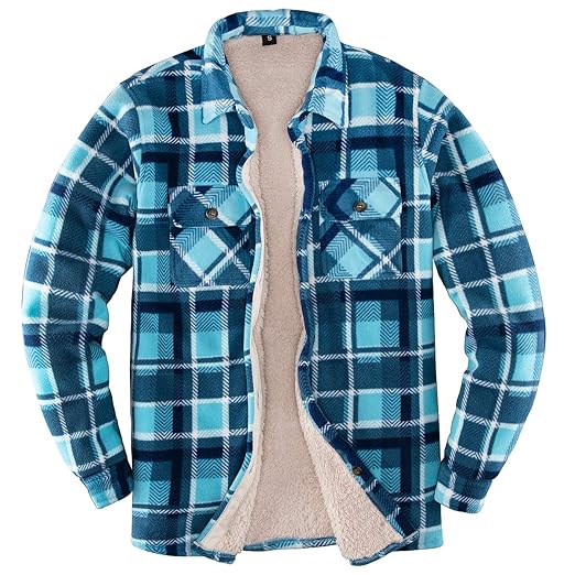 Buy Women's Warm Sherpa Fleece Lined Flannel Shirt Button Up Jacket