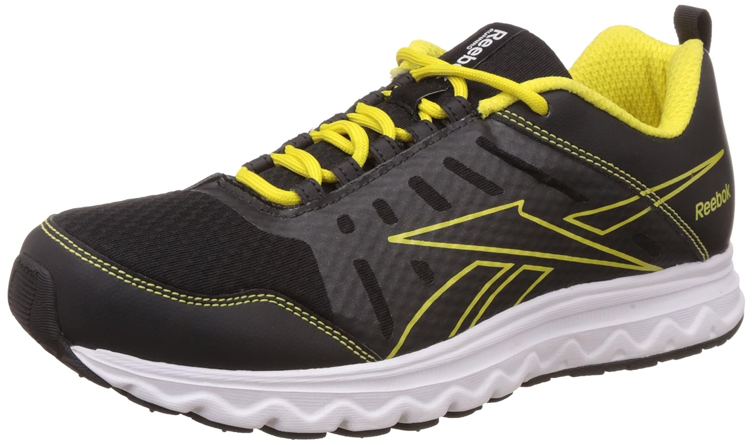 black and yellow reebok shoes