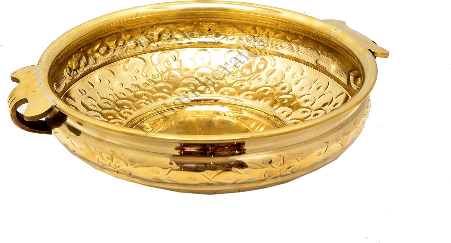 Buy EHandicrafts Pure Brass Urli/Uruli Hammered Bowl (Gold, 14 Inches