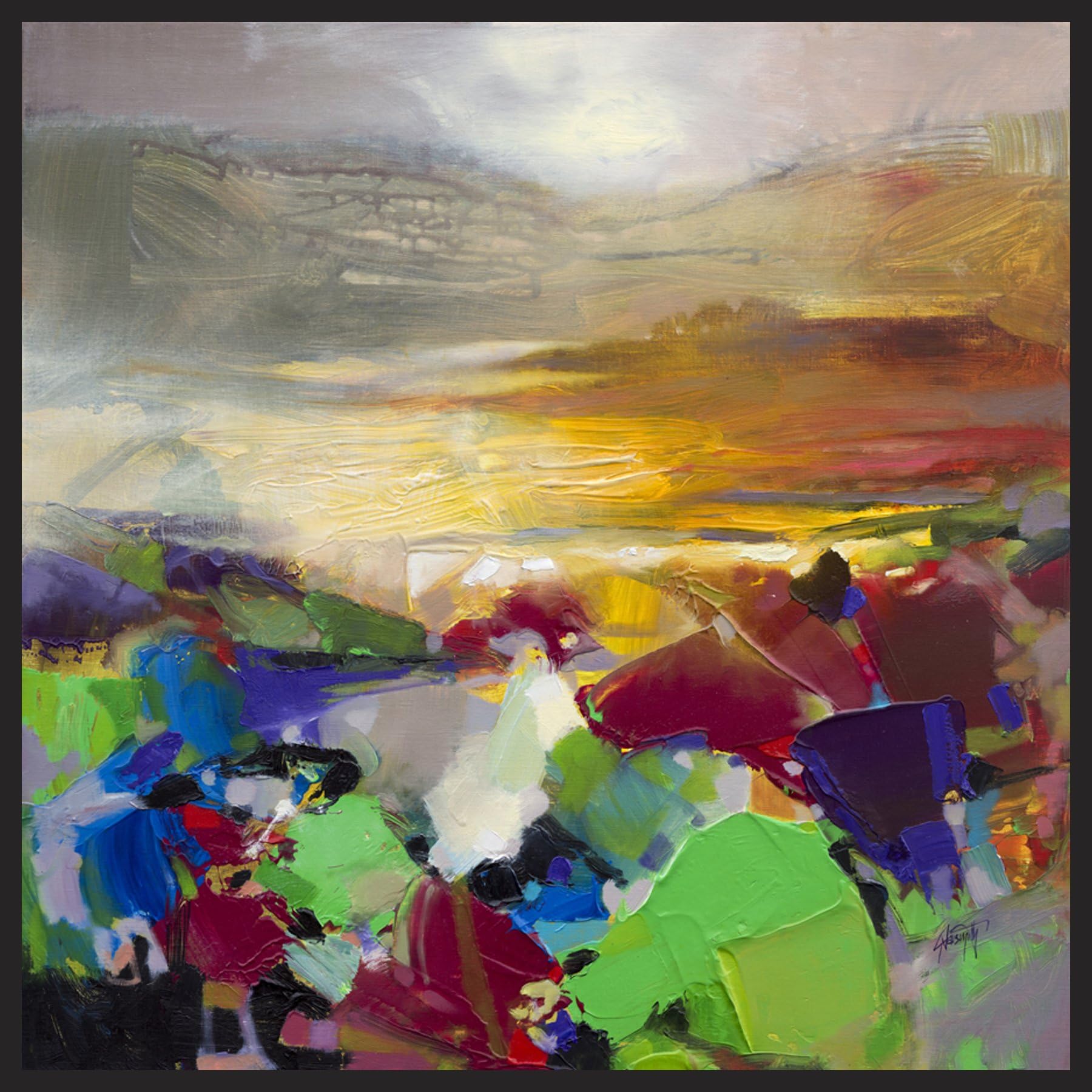 ArtMaison.ca Gallery Wrapped 25.5-Inch by 25.5-Inch Framed Gel Brush Finish Canvas, Scott Naismith, Evening View