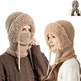 3 in 1 Beanie Hat with Scarf and Mask, Women Balaclava Winter, Warm and Wind-Resistant, Ideal for Outdoor Skiing and Travel