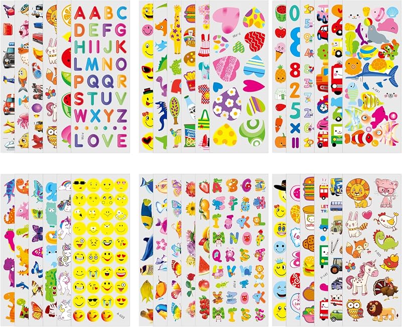 Vicloon 3D Puffy Stickers 36pcs Kids 3+ PVC Mixed Styles Reward