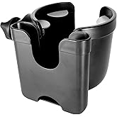 Stander Universal Cup Holder Accessory, Adjustable Drink and Phone Storage Compartment for Walkers, Rollators, Strollers, Wheelchairs, and Scooters, Black