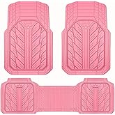 CAR PASS Heavy Rubber Car Floor Mats, Deep Waterproof Car Mats All Weather, Universal Trim-to Fit Automotive Floor Mats for Car SUV Truck Van, Durable Cute Floor Liners for Women Girly (All Pink)