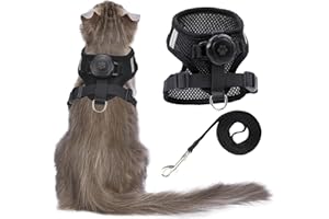 FURRIGO AirTag Cat Harness and Leash for Walking, Integrated Cat Vest with 100% Waterproof Air Tag Holder, Escape Proof Reflective Adjustable Vest Harnesses with Apple Air Tag Case for Cats, Kittens, Puppies