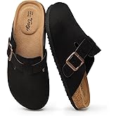 Trary Suede Clogs for Women Potato Shoes with Cork Footbed Memory Foam Clogs Comfortable Slip On Women's Mules